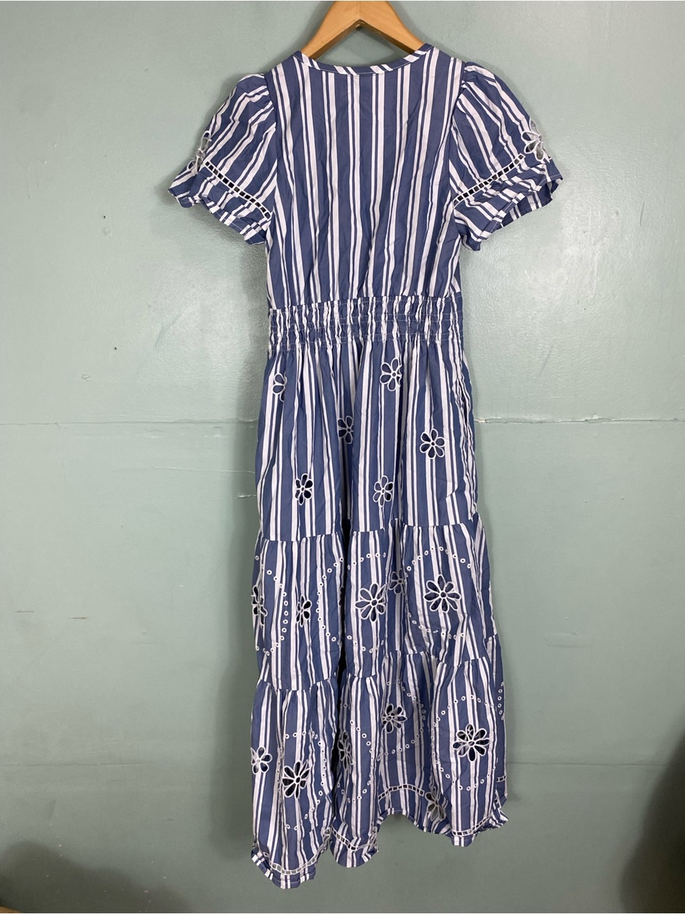 Anthropologie Somerset Maxi Dress Eyelet Embroidered Striped Small FLAWED - Picture 7 of 7